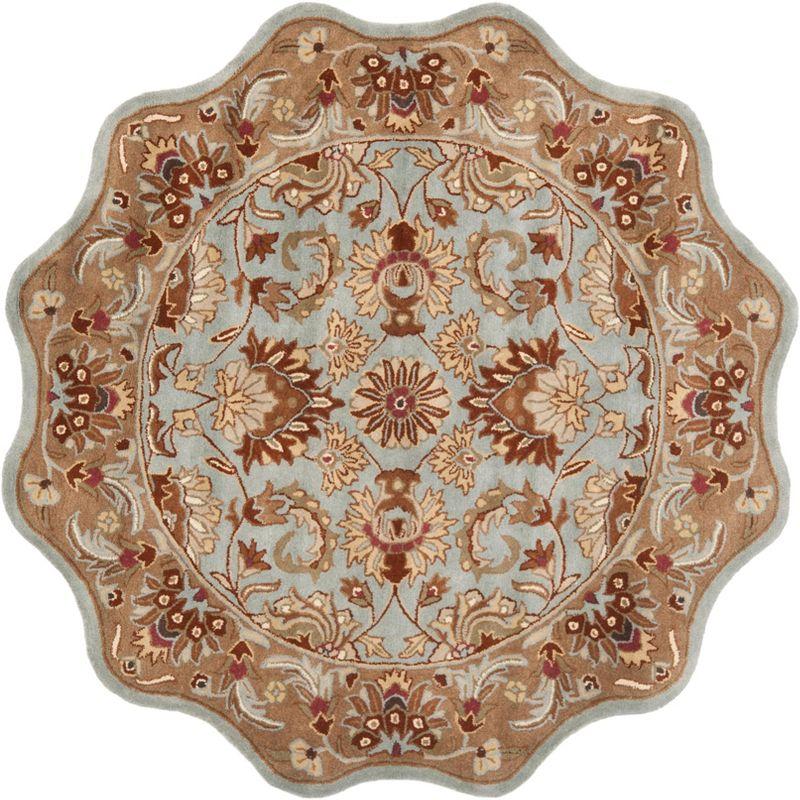 Heritage HG822 Hand Tufted Area Rug - Blue/Beige - 6' Round - Safavieh.