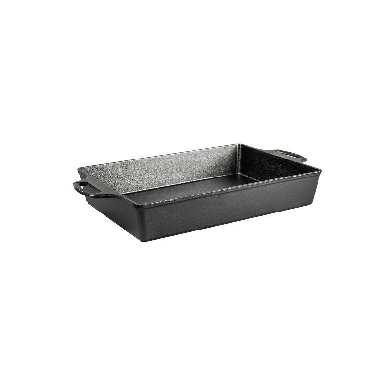 Lodge 6.4qt Cast Iron Baking Casserole Black: Rectangle Casseroles Dish, Hand Wash, 16.5" Depth, 7.25 lbs