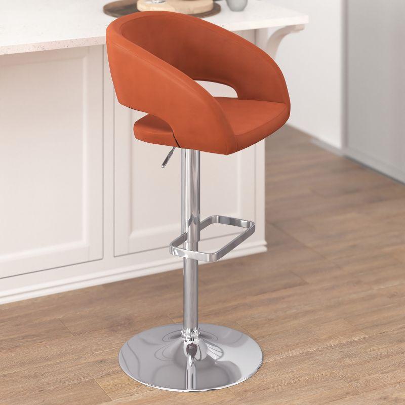 Erik Cognac Vinyl & Chrome Adjustable Swivel Barstool