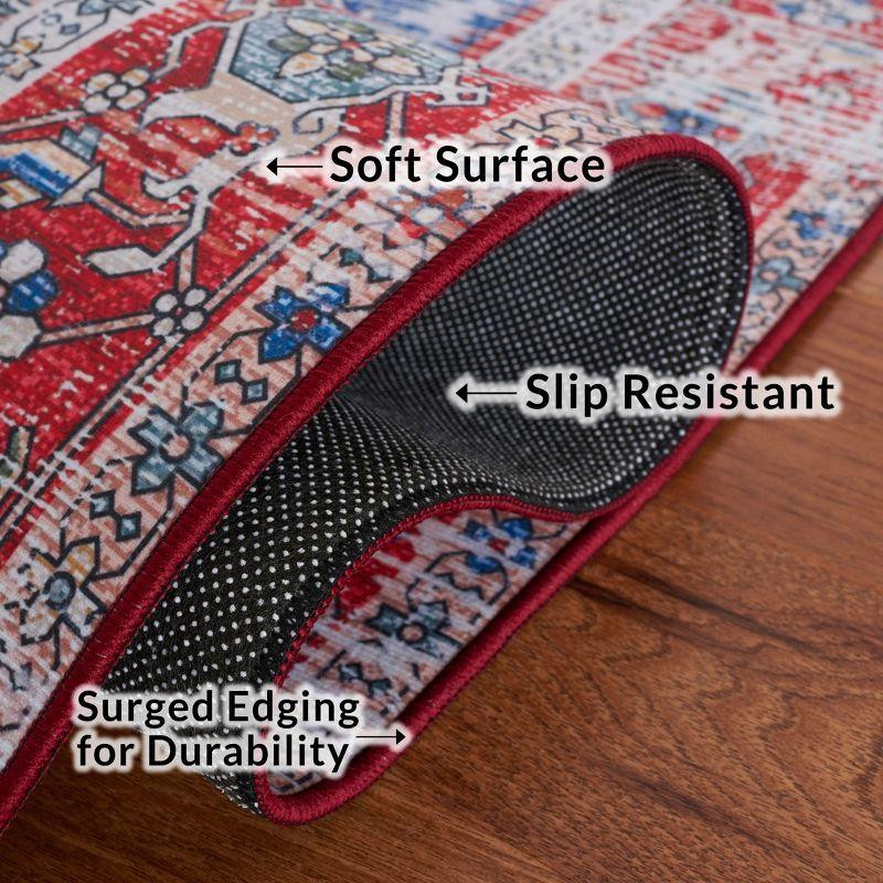 Tucson Vintage Persian TSN102 Power Loomed Machine Washable Skid-Resistant Indoor Runner Rug - Blue/Red - 2'6"x8' - Safavieh