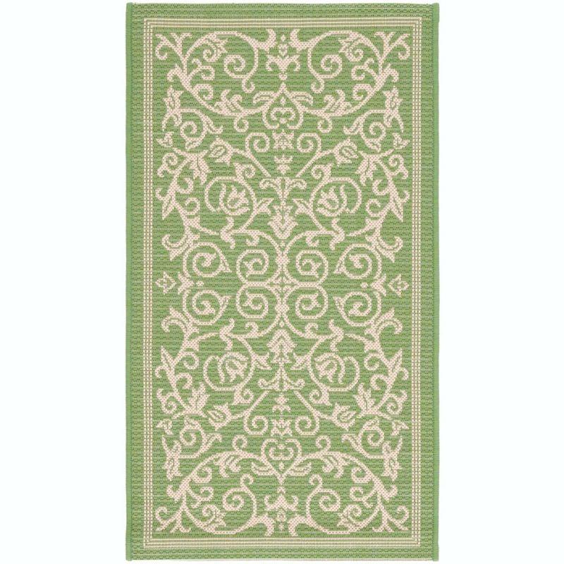 Courtyard CY2098 Power Loomed Indoor and Outdoor Accent Rug - Olive/Natural - 2'7"x5' - Safavieh