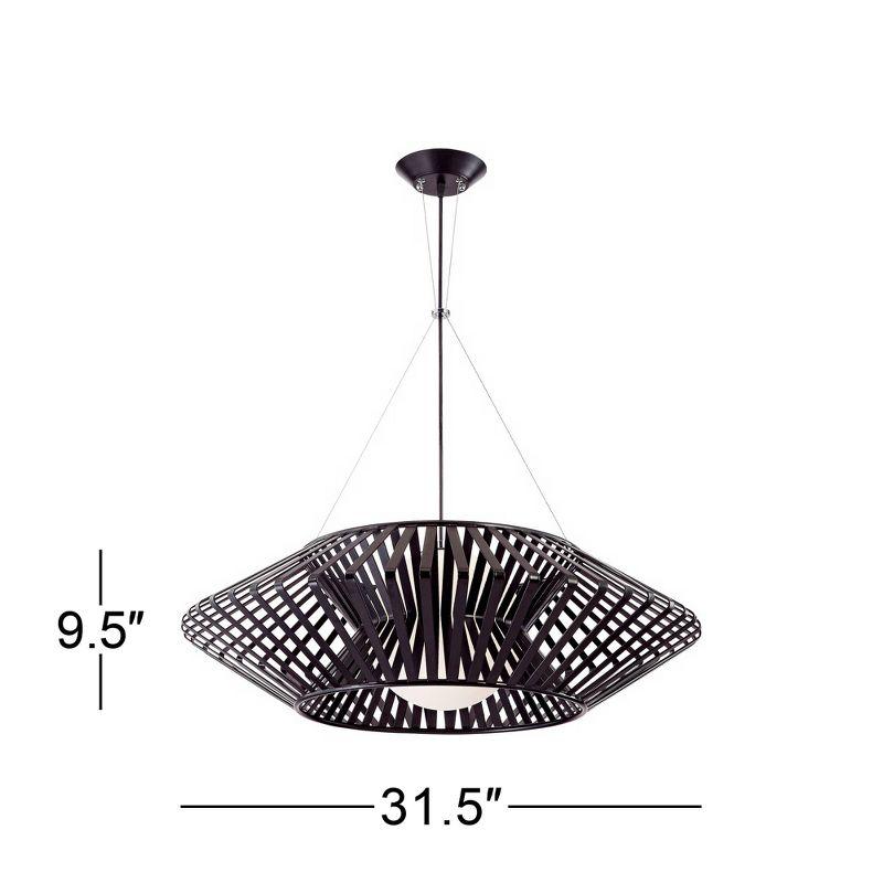 Possini Euro Design Planet Black Large Pendant Light 31 1/2" Wide Mid Century Modern White Glass for Dining Room House Foyer Kitchen Island Entryway