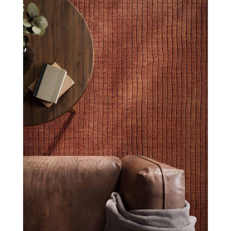 Momeni 2'x4' Asher Solid Handloomed Area Rug Rust: Wool, Medium Pile, Handmade, Indoor, Accent Rug, Cotton Backing