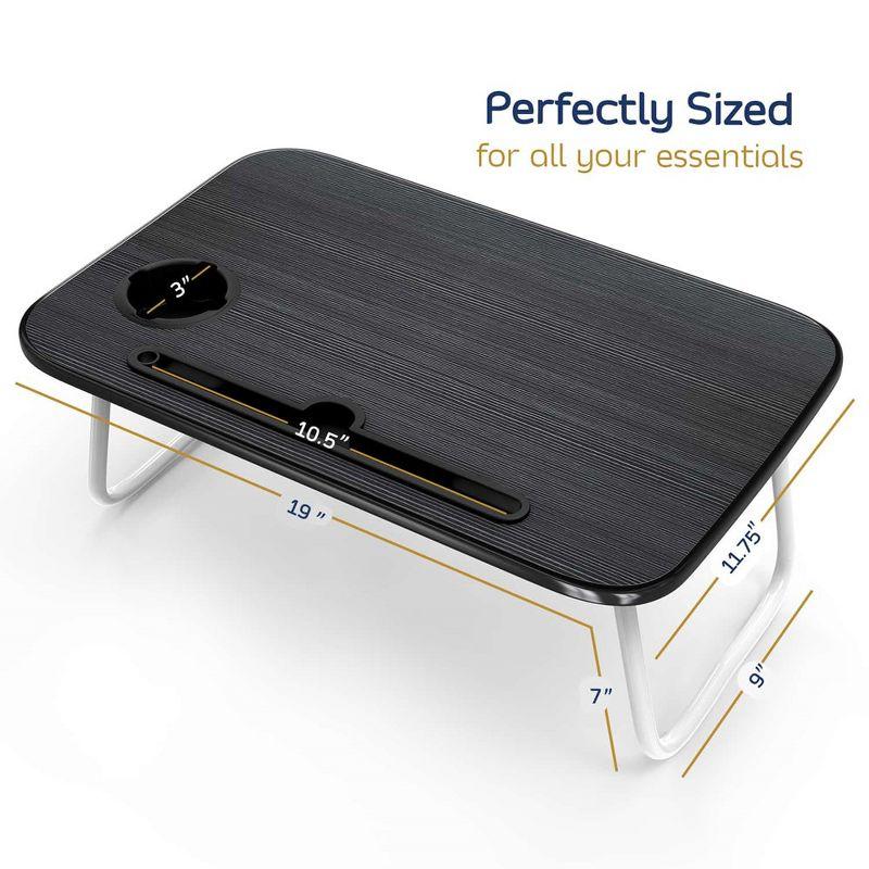 Black Foldable Wood Laptop Tray with White Legs