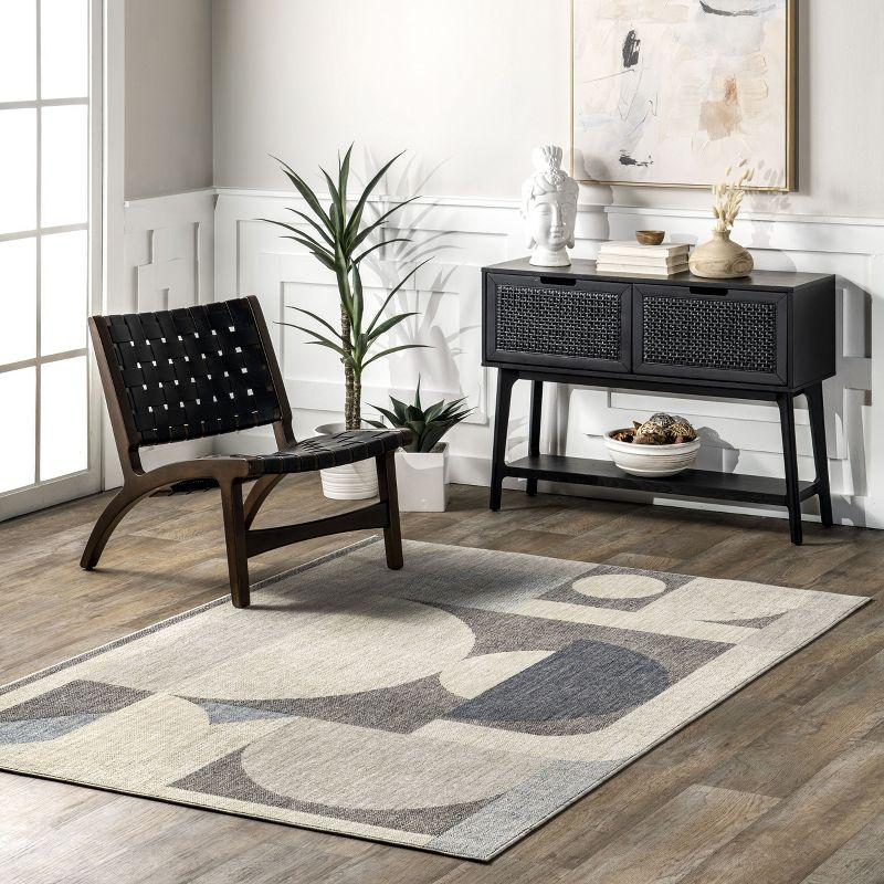 Gray Geometric Easy Care Synthetic Area Rug