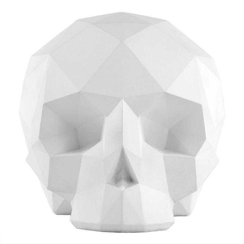 6" White Origami Style Resin Skull Figurine