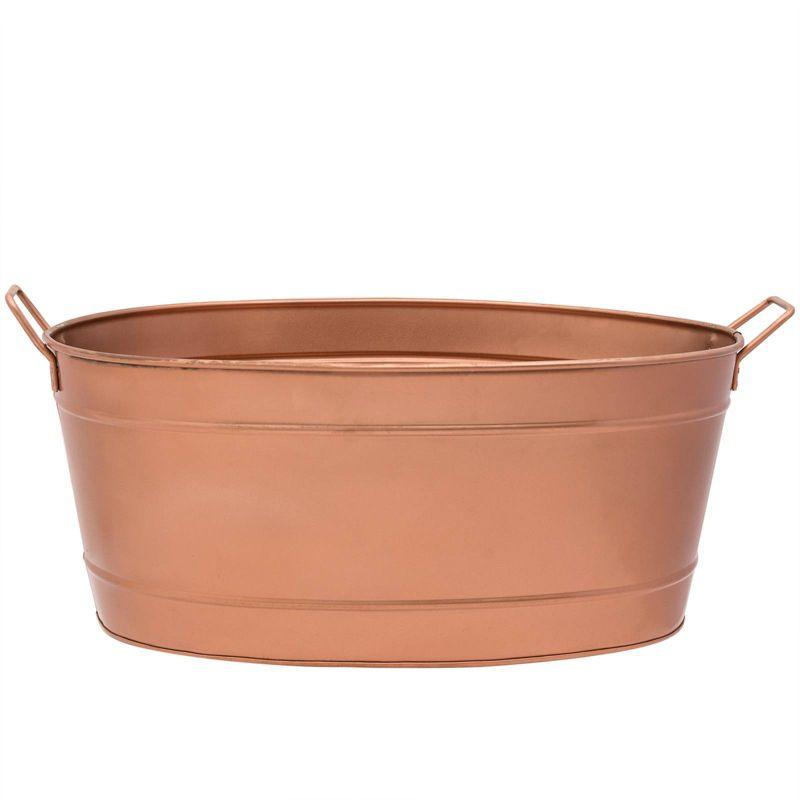 15" Oval Galvanized Tub with Side Handles Copper Plated - ACHLA Designs: Versatile Basin, Decorative Tray