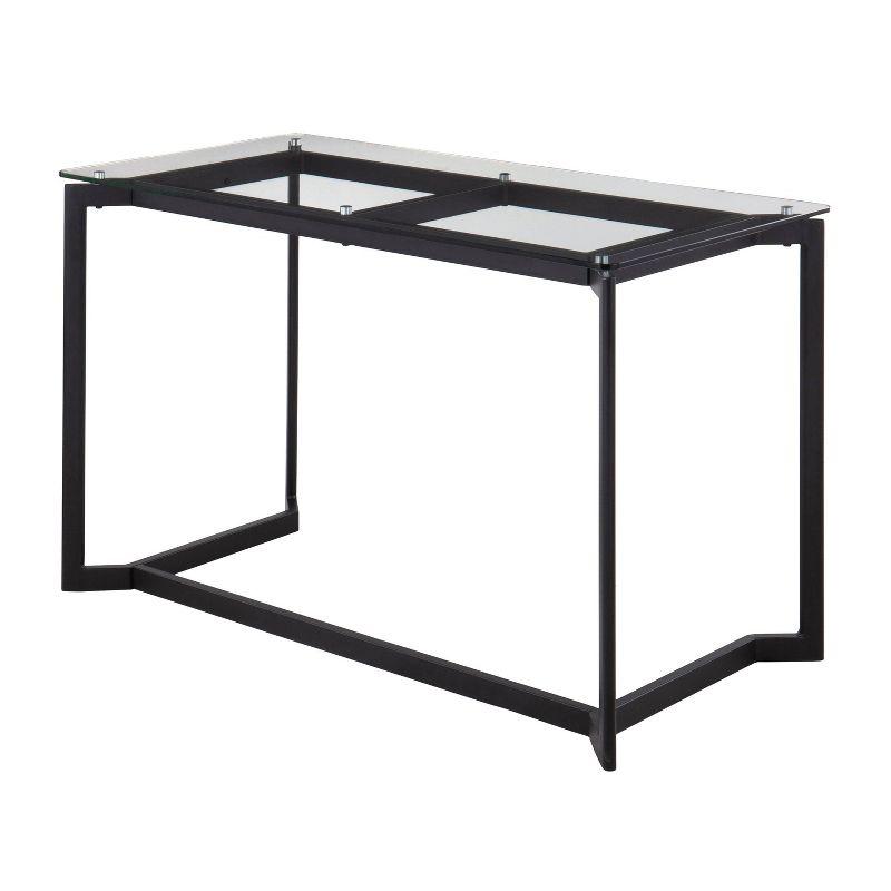 Masters Modern Computer Desk Steel/Glass Black/Clear - LumiSource: Mid-Century Style, Tempered Surface, No Storage