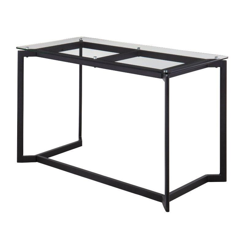 Contemporary 47'' Black Steel and Clear Glass Home Office Desk