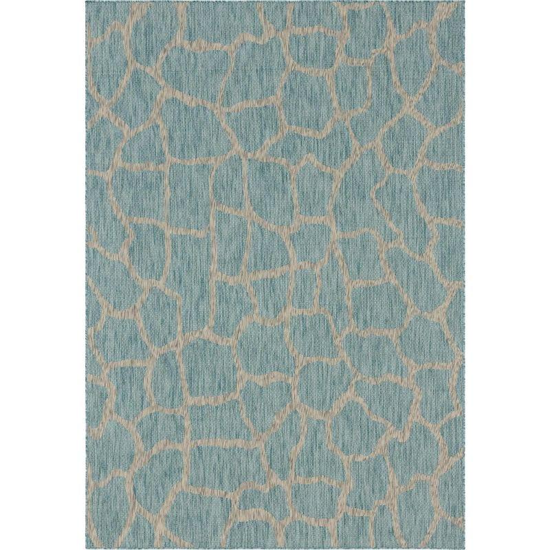 Unique Loom 7' 1 x 10' 0 Rectangle Indoor/Outdoor Safari Light Aqua Area Rug