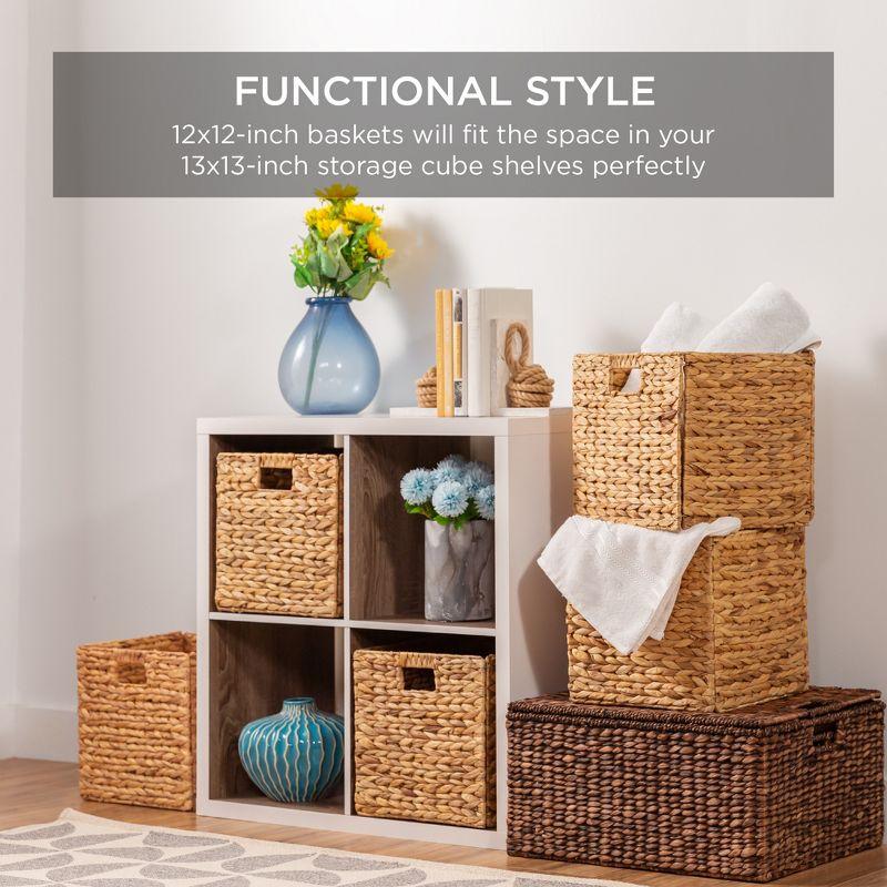 Best Choice Products 12x12in Hyacinth Baskets, Set of 5 Multipurpose Collapsible Organizers w/ Inserts - Natural