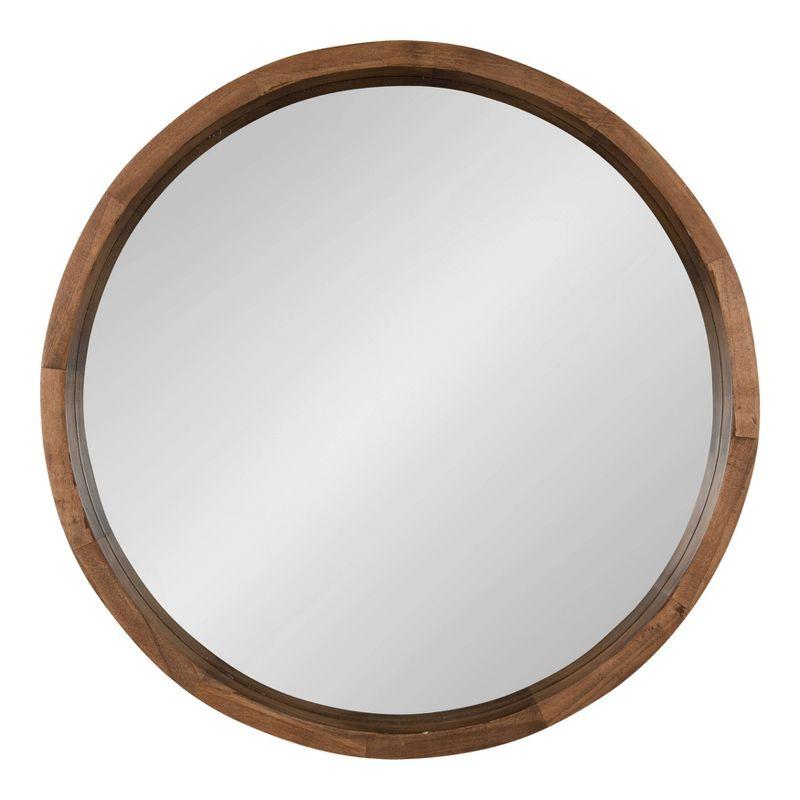 Hutton 22" Rustic Natural Round Wood Wall Mirror