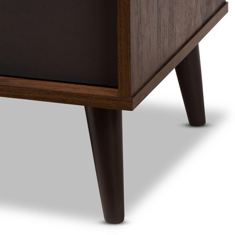 Samuel Finished TV Stand for TVs up to 55", Engineered Wood Walnut Brown/Dark Gray - Baxton Studio