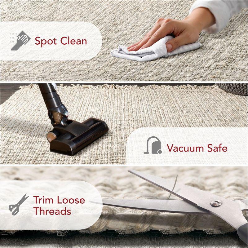 Nuloom 2x6 Daniela Jute Tassel Hand Woven Indoor Area Rug, Off White, Solid Chunky Farmhouse Design, Natural Fiber BedroomLiving Room