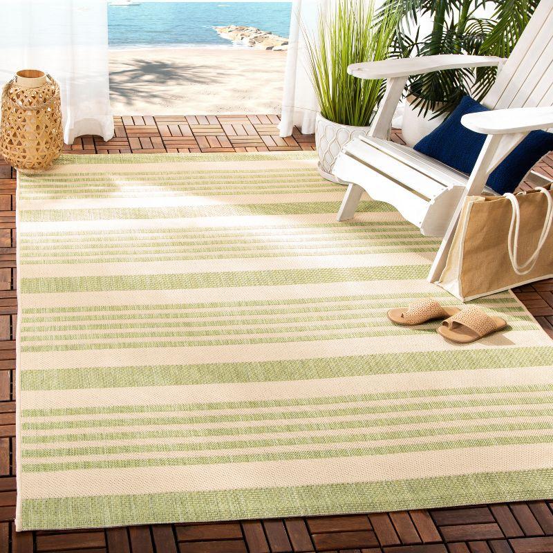 Beige & Sweet Pea Striped Easy-Care Wool Blend Area Rug - 5'3" x 7'7"