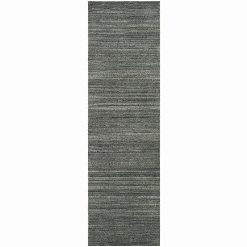 Slate Blue Hand-Knotted Wool Runner Rug - 2'3" x 8'