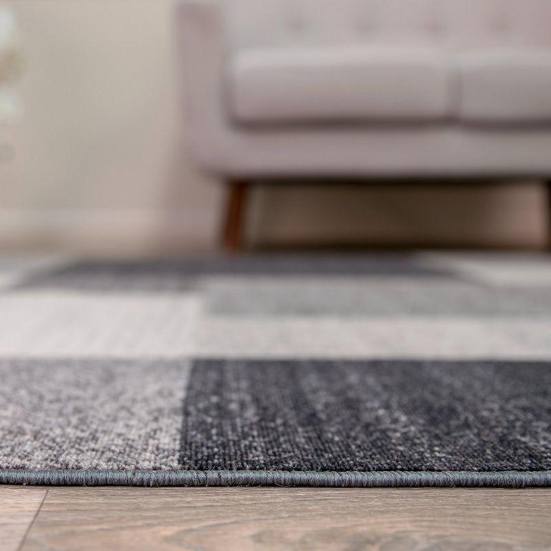 World Rug Gallery Modern Boxes Design Non-slip (Non-skid) Gray 3'3" x 5' Area Rug
