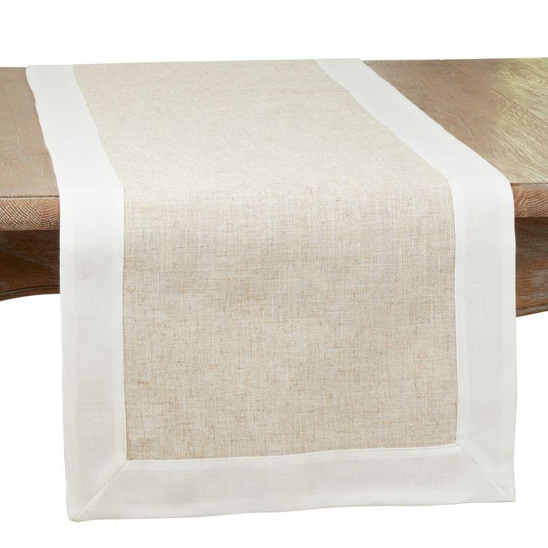 Natural and White Two Tone Polyester Table Runner