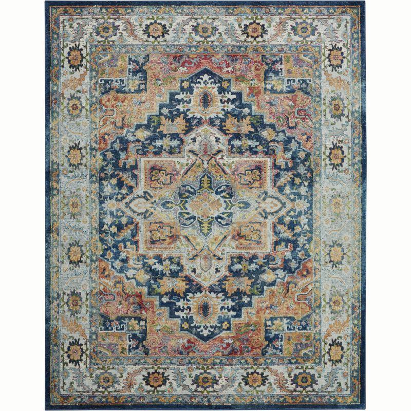 Nourison Global Vintage Center Medallion Indoor Area Rug Blue/Multicolor 7'10" x 9'10"