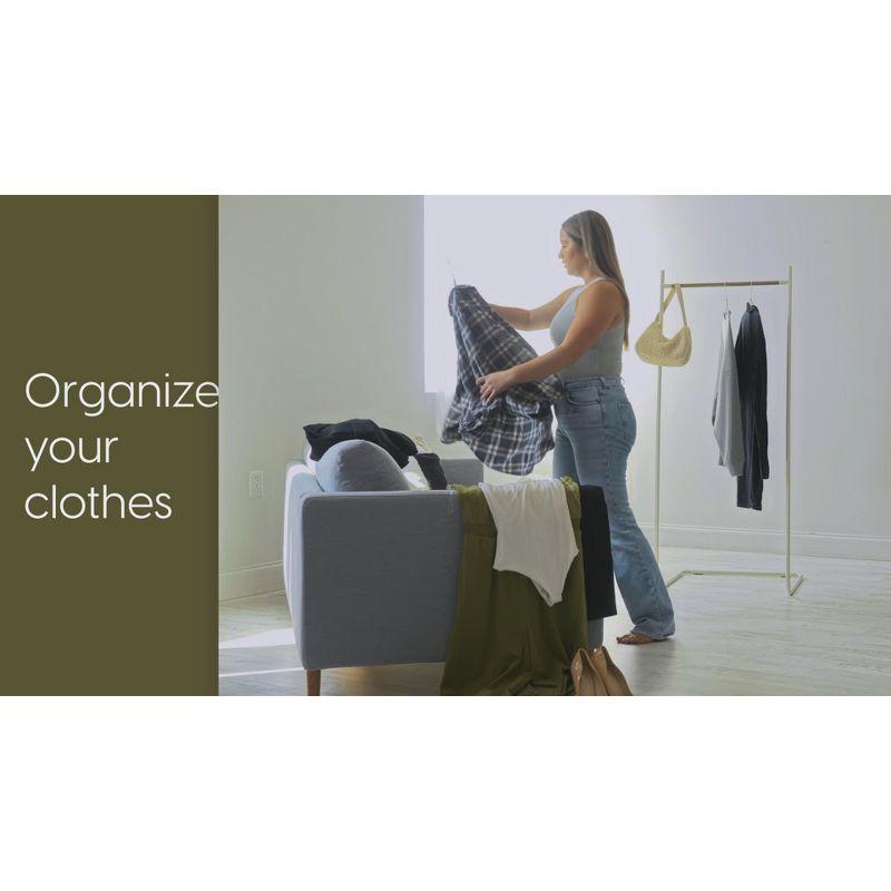 IRIS USA Clothes Rack for Hanging Clothes with Shelf, Freestanding Clothing Rack, White