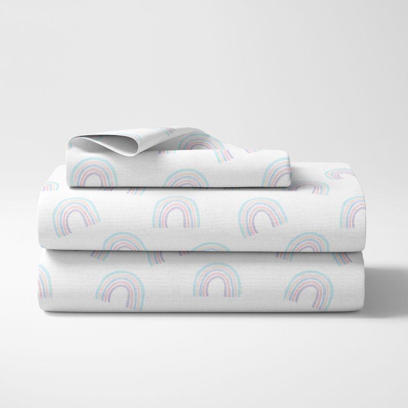 Sweet Jojo Designs Rainbow Print Microfiber Twill Sheet Set