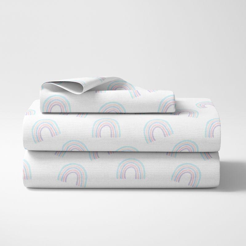 Pink and Turquoise Rainbow Print Twin Sheet Set