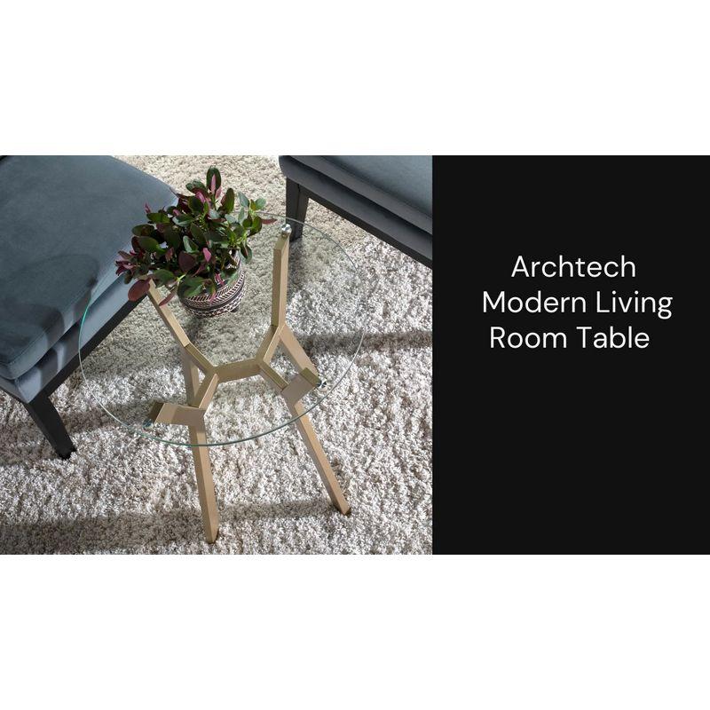 24" Architect Round End Table Gold/Clear Glass - Studio Designs Home: Mid-Century Modern, Tempered Top