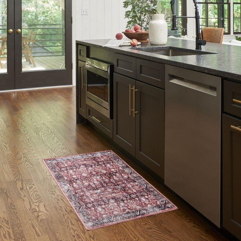 Nourison Washable Brilliance 2' x 4' Brick/Ivory Vintage Indoor Bathroom, Kitchen Mat Rug