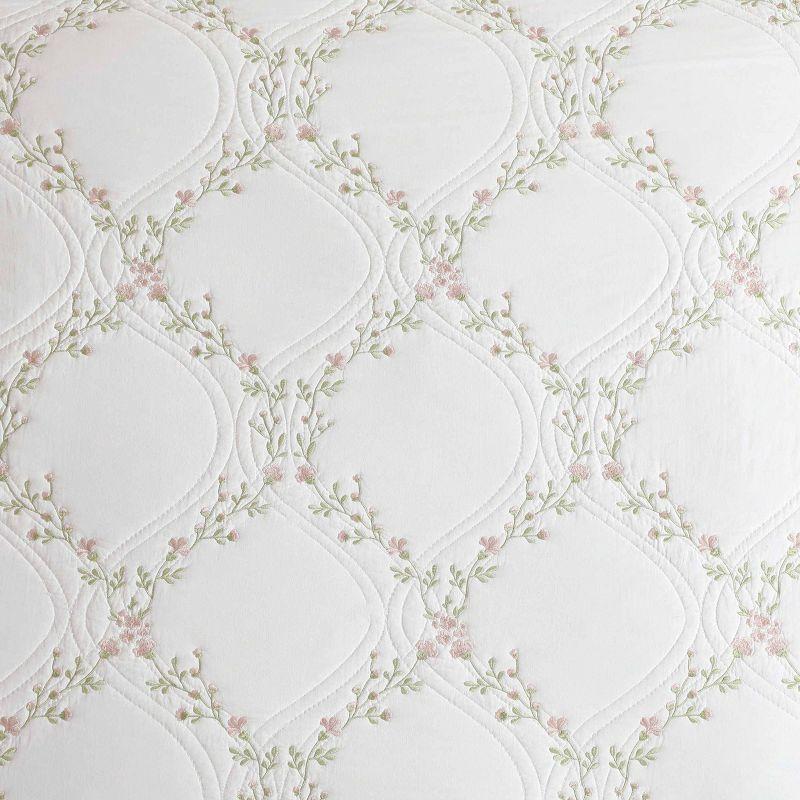 Laura Ashley Laura Ashley Floral Embroidery Cotton Reversible Quilt Set