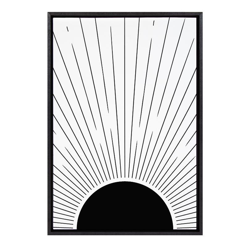 Black and White Abstract Sunset Canvas Art with Polystyrene Frame