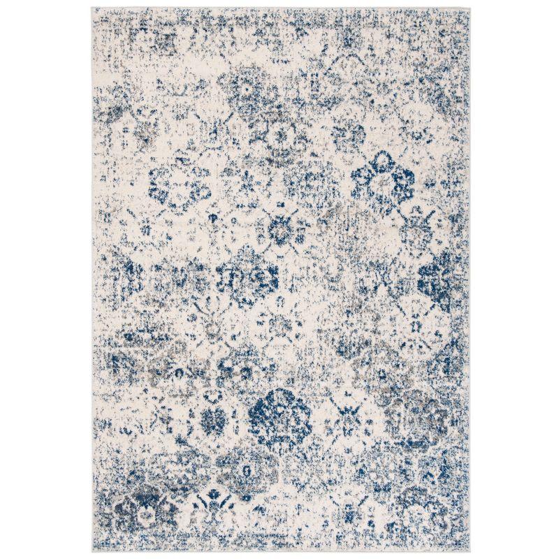 Reversible Blue Synthetic Rectangular Area Rug, 5'1" x 7'6"