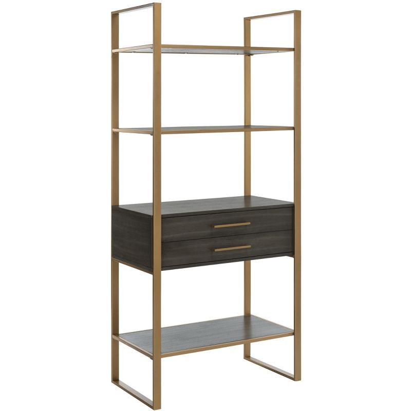 Skylar 4 Tier 1 Drawer Etagere - Gold / Grey - Safavieh