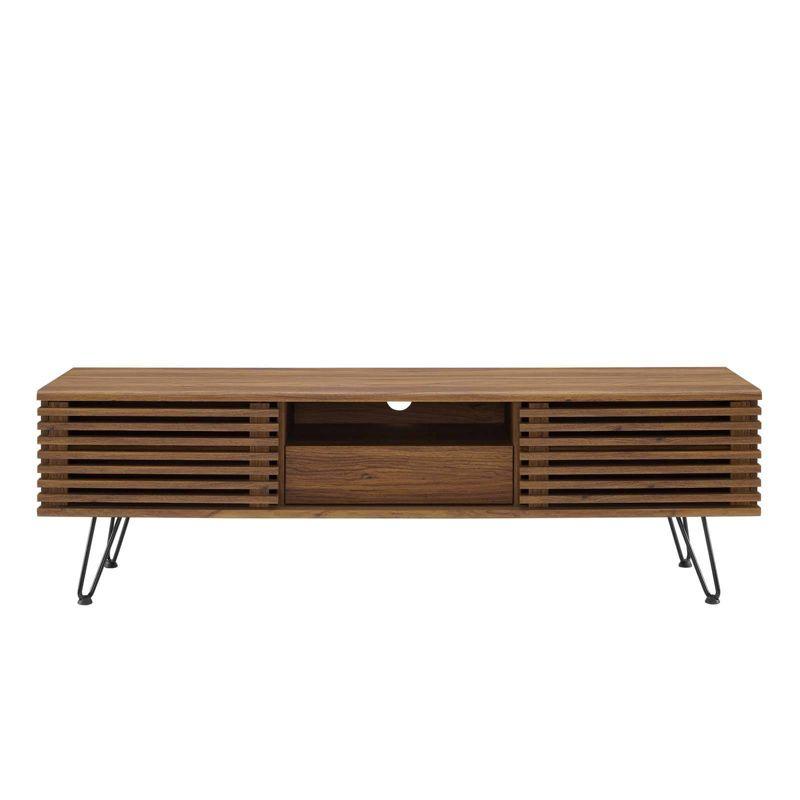 Render 59" Walnut Grain Media Console with Hairpin Legs