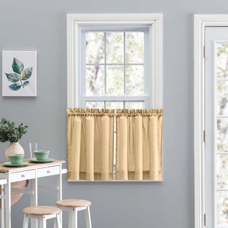 Almond Sheer Cotton Polyester Rod Pocket Window Tier Pair