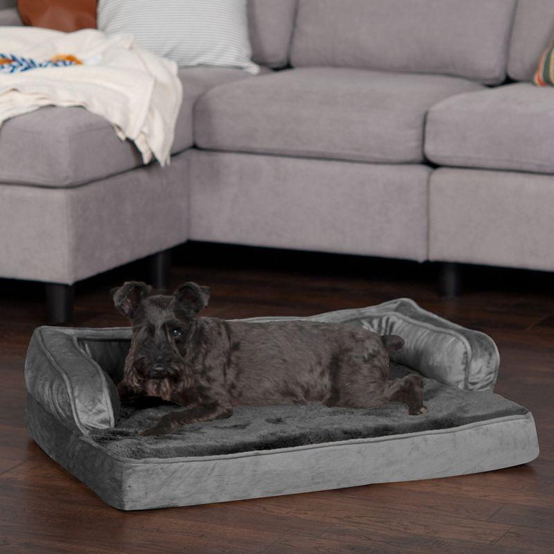 FurHaven Plush & Velvet Comfy Couch Sofa-Style Pet Bed
