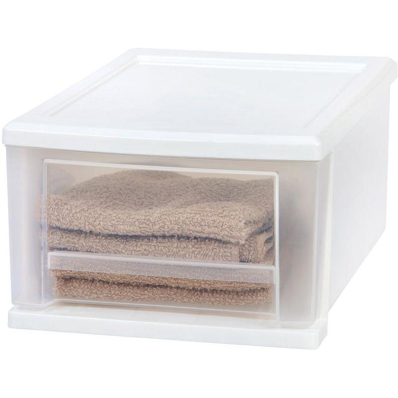 Modular White Stackable Plastic Drawer Cabinet with Safety Stop