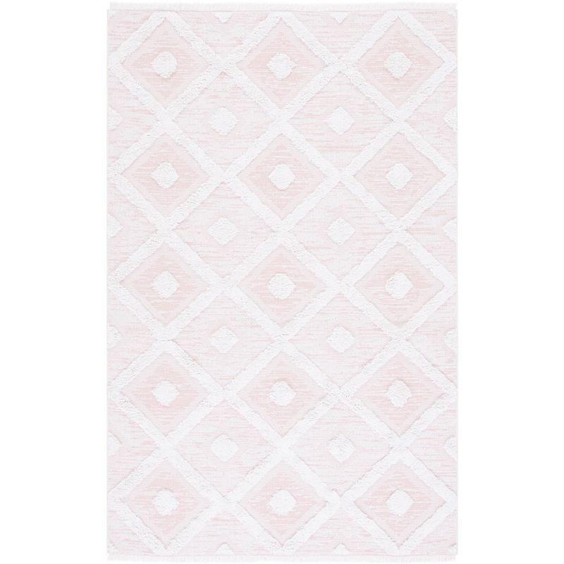 Augustine 4' x 6' Pink and Ivory Flat Woven Synthetic Area Rug