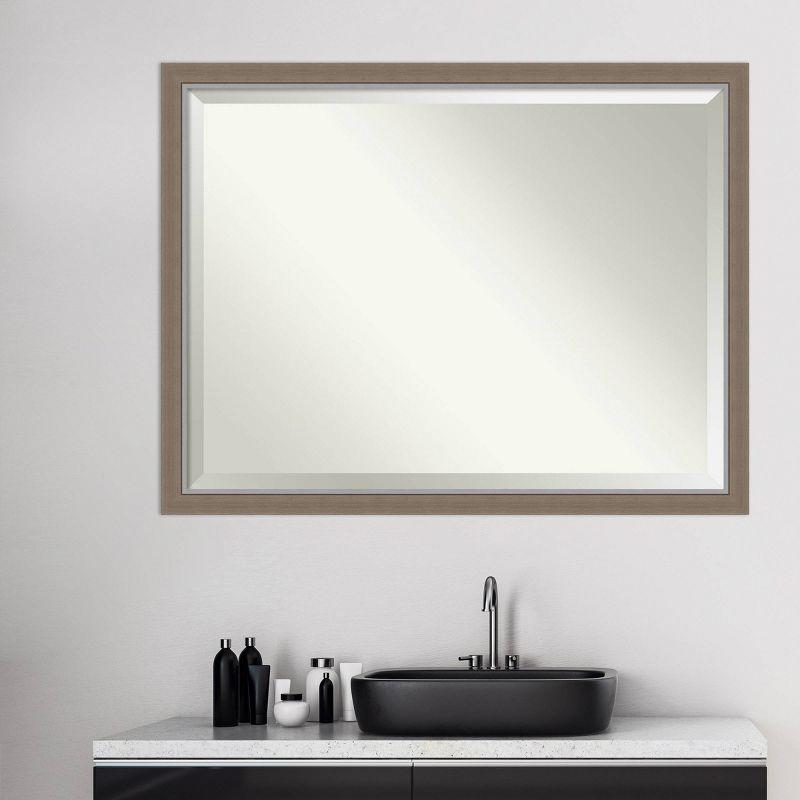 43" x 33" Eva Framed Bathroom Vanity Wall Mirror Brown - Amanti Art: Polystyrene Frame, Beveled Glass, Wall Mount
