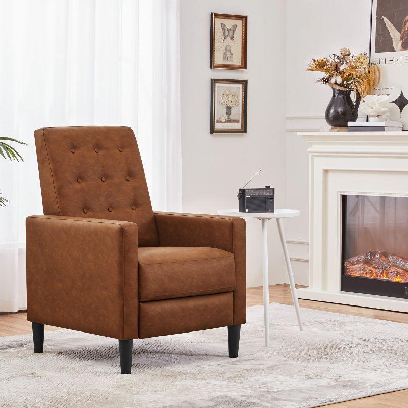 Yaheetech Faux Leather Recliner Sofa with Pocket Spring, Brown