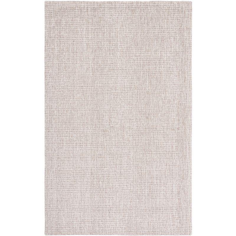 Ivory and Grey Abstract Handmade Wool Area Rug, 4' x 6'