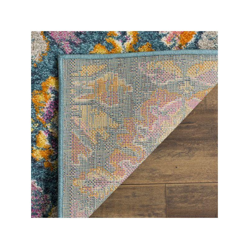 Madison MAD144 Power Loomed Area Rug - Two Piece - Blue/Orange - 5'-0" x 7'-0" and 2'-6" x 4' - Safavieh