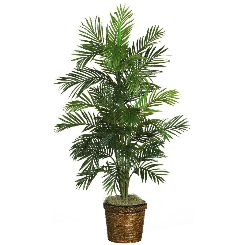 Nearly Natural 56-in Areca Palm Silk Tree with Basket