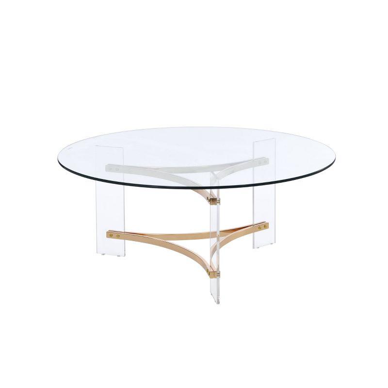 41" Sosi Coffee Table Gold Finish - Acme Furniture: Chic Acrylic Base, Clear Glass Top, No Assembly Required