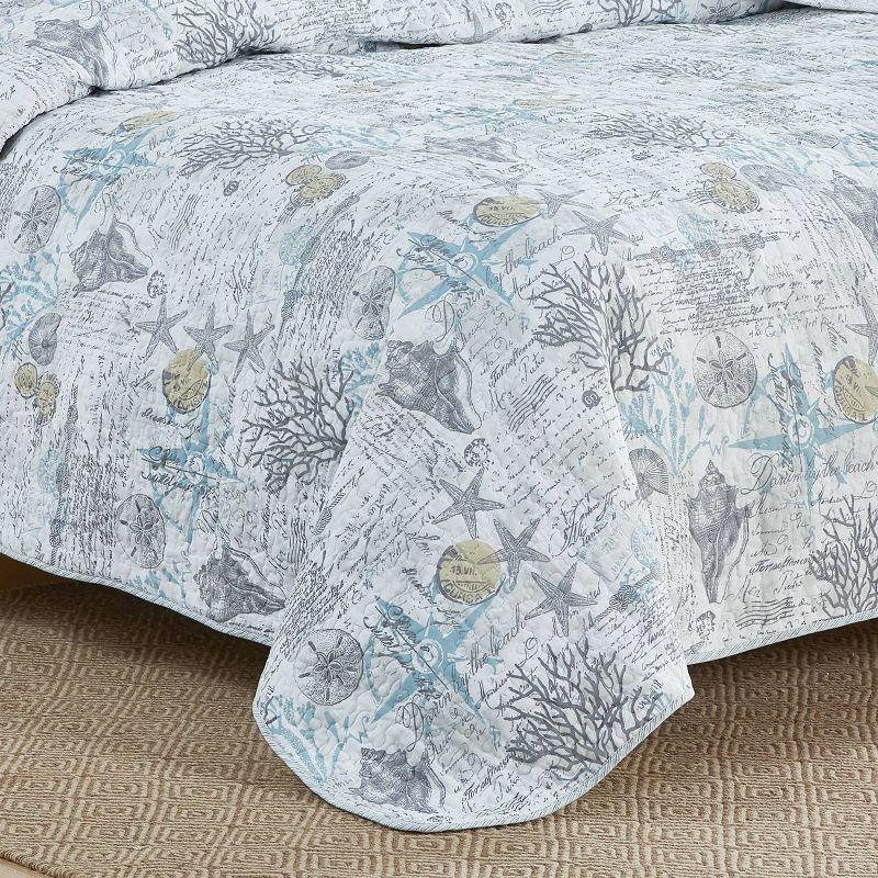 Tommy Bahama Beach Bliss Grey Cotton Reversible Quilt Set