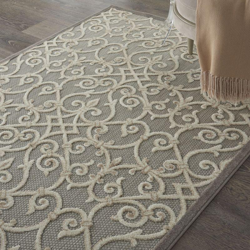 Nourison Aloha Contemporary Scroll Flatweave High-Low Indoor Outdoor Area Rug Natural 3'6" x 5'6"