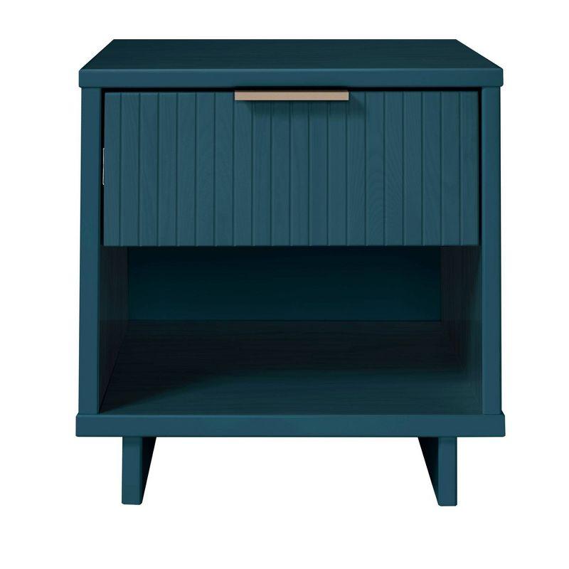 Manhattan Comfort Granville Modern 1 Drawer Nightstand Midnight Blue: Wood Frame, Storage Shelf, 30 Day Warranty