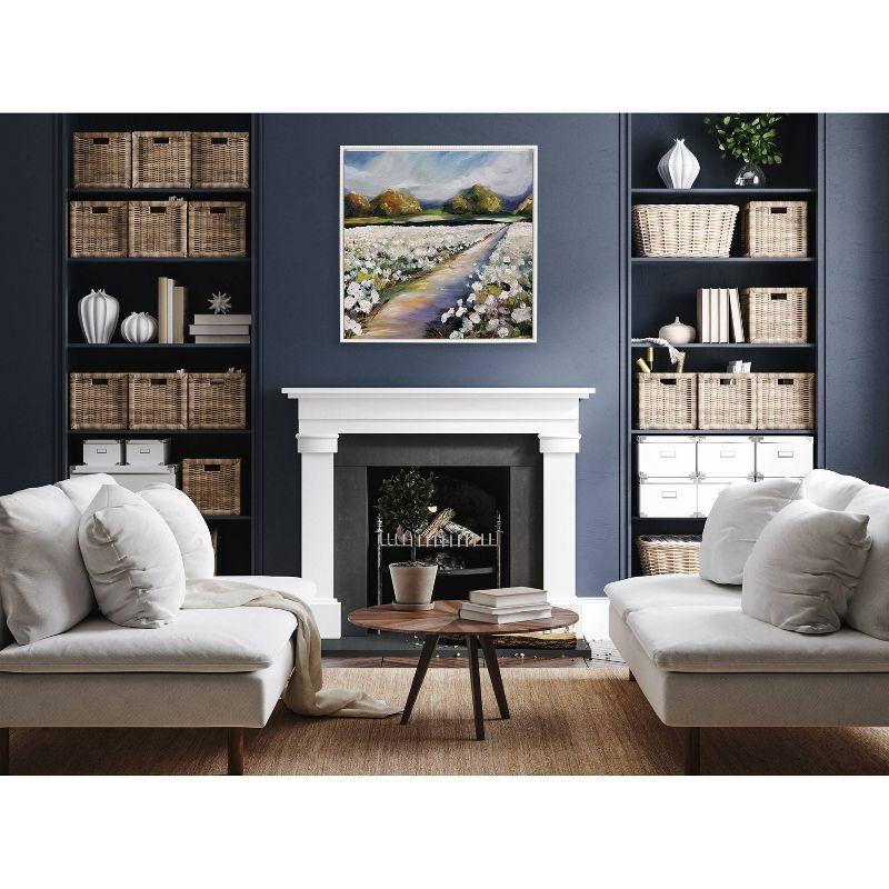 30"x30" Sylvie Beaded Land of Cotton Framed Canvas by Mary Sparrow White - Kate & Laurel All Things Decor: Large Textured Wall Art