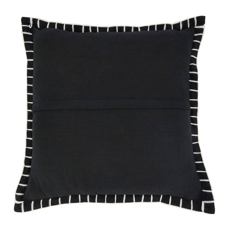 20"x20" Oversize Minimalist Chic Chunky Whip Stitch Poly Filled Square Throw Pillow Black - Saro Lifestyle: Indoor, Cotton, Zipper Closure