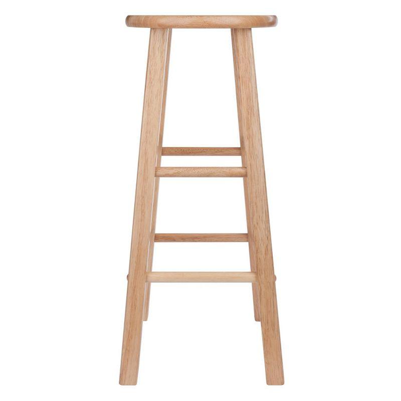 Transitional Natural Wood Adjustable 29" Backless Bar Stool Set