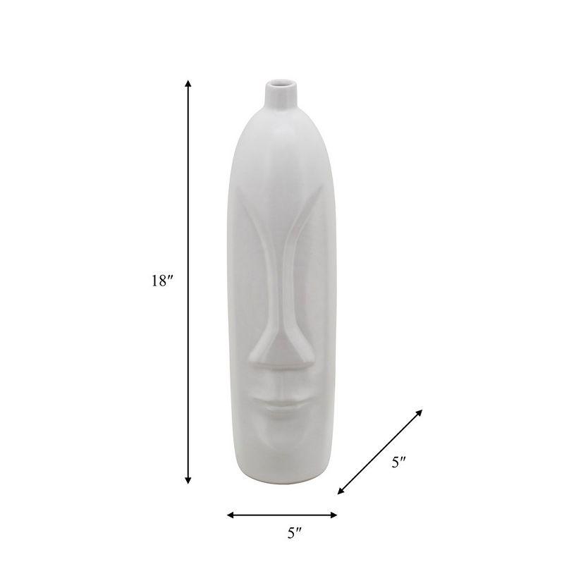 Sagebrook Home 18" Ceramic Face Vase - Ceramic Table Decor, Rustic Decorative Centerpiece For Home, Wedding, Office Decor - White Vase Decor